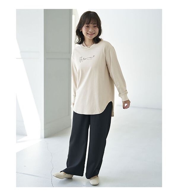 BELLUNA（ベルーナ）の「綿１００％抗菌防臭ロゴＴシャツ（カットソー）」｜詳細画像