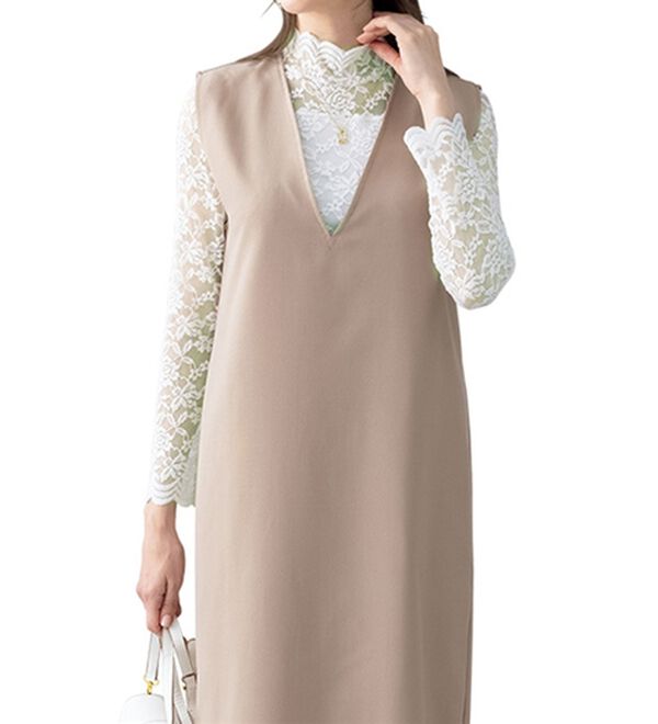 LAVIENNE（ラヴィエンヌ）の「【２色組】重ね着を楽しむ総レースインナー（肌着・インナーウェア）」｜詳細画像