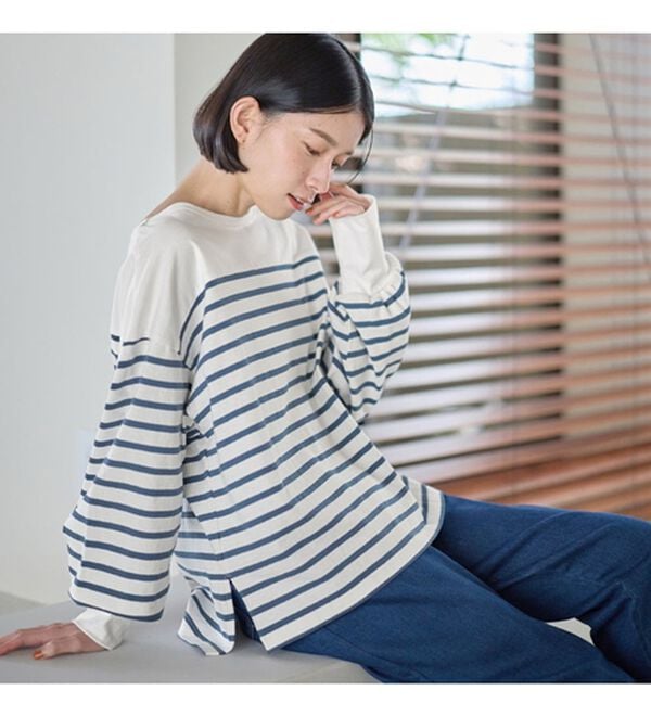 Viola e Viola（ヴィオラ エ ヴィオラ）の「トレンドを楽しむ！バスクボーダーパフ袖プルオーバー（カットソー）」｜詳細画像