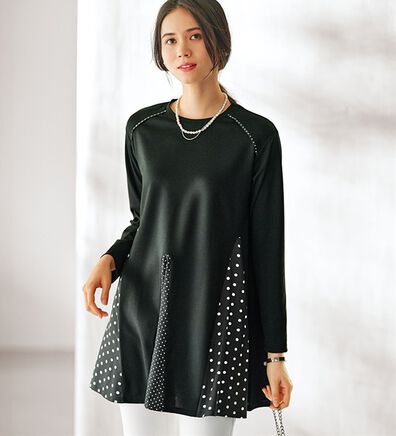 BELLUNA（ベルーナ）の「【Ｌａｇｒｉｌｕａ】ドット柄切替フレアーチュニック（チュニック）」