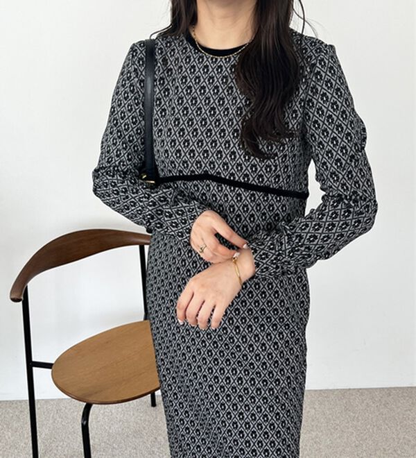 GeeRA（ジーラ）の「フラワージャカードパイピングワンピース（その他ワンピース）」｜詳細画像