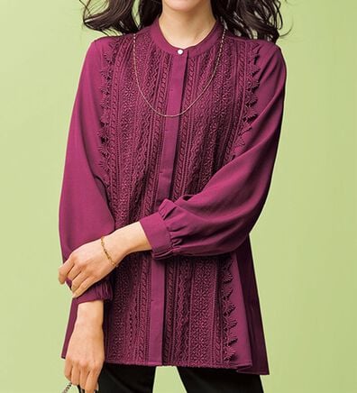 BELLUNA（ベルーナ）の「ケミカルレース上品シャツチュニック（チュニック）」