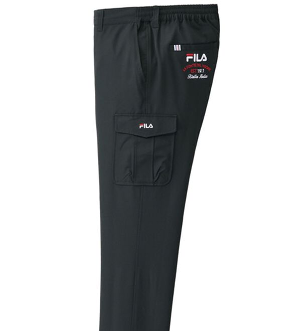 「＜フィラ＞キシリトール加工すっきりカーゴパンツ（メンズフルレングスパンツ）」｜ブラック
