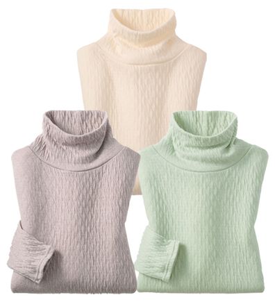 「【３色組】すごくのび～る綿混ふっくら編みタートル（肌着・インナーウェア）」