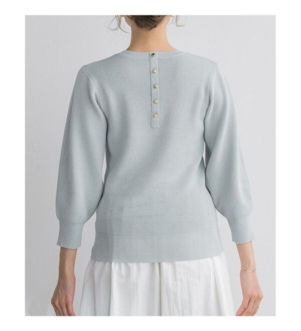 Pierrot（ピエロ）の「リネンタッチゴールドボタンパフスリーブニット（ニット・セーター）」｜詳細画像