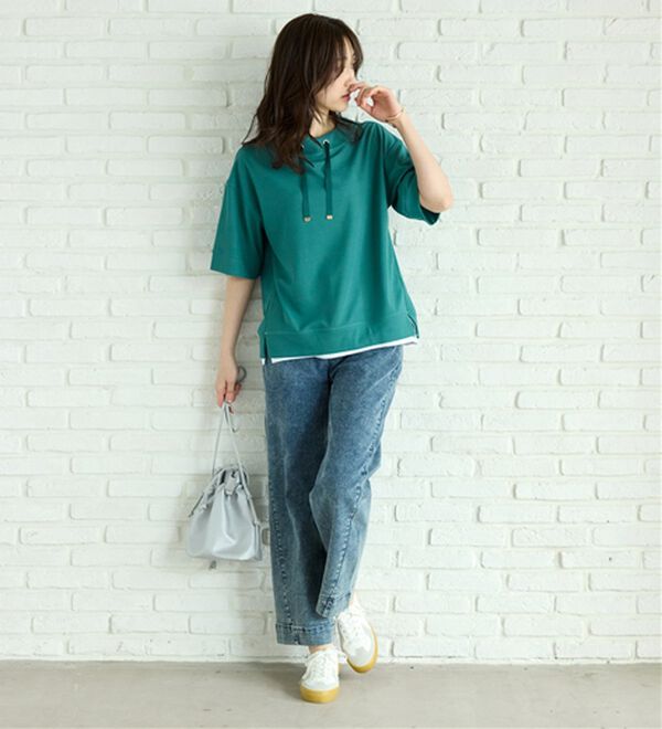 BELLUNA（ベルーナ）の「ワイドネックデザイン重ね着風プルオーバー（カットソー）」｜詳細画像