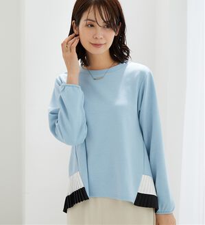 BELLUNA（ベルーナ）の「裾配色プリーツデザインプルオーバー（カットソー）」｜ブルー