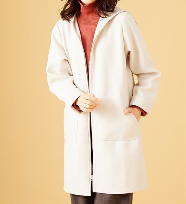 BELLUNA（ベルーナ）の「裏あぜ素材フードデザインコート（ロングコート）」｜詳細画像