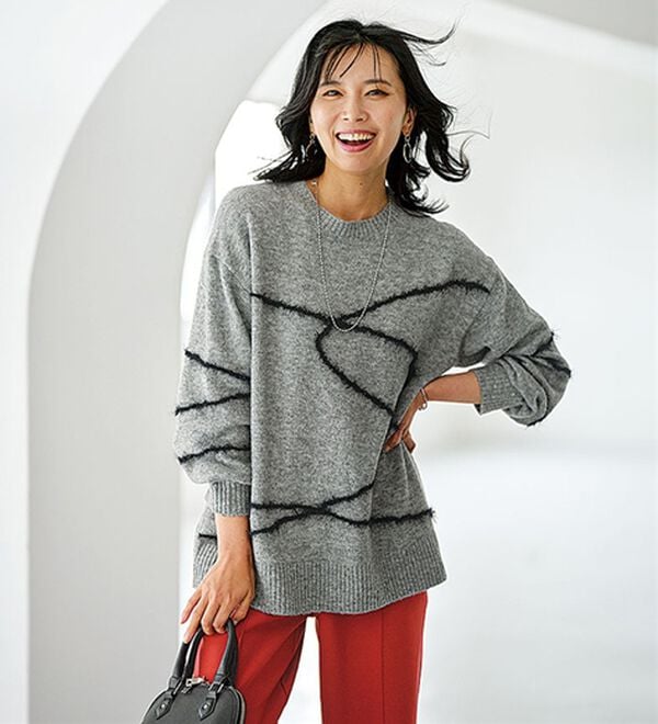 BELLUNA（ベルーナ）の「線描きジャカードニットプルオーバー（ニット・セーター）」｜詳細画像