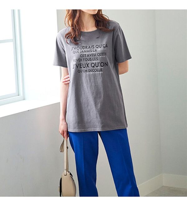 BELLUNA（ベルーナ）の「綿１００％ロング丈プリントＴシャツ（Tシャツ）」｜詳細画像