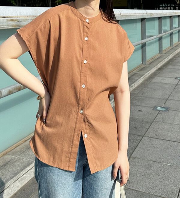 GeeRA（ジーラ）の「綿タッチフレンチスリーブブラウス（ブラウス）」｜詳細画像