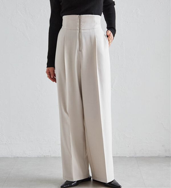 RANAN（ラナン）の「ハイウエストジップワイドパンツ（ワイドパンツ・ガウチョ）」｜詳細画像