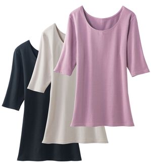 LAVIENNE（ラヴィエンヌ）の「スーッと猫背をケアするインナー５分袖（肌着・インナーウェア）」｜3色組
