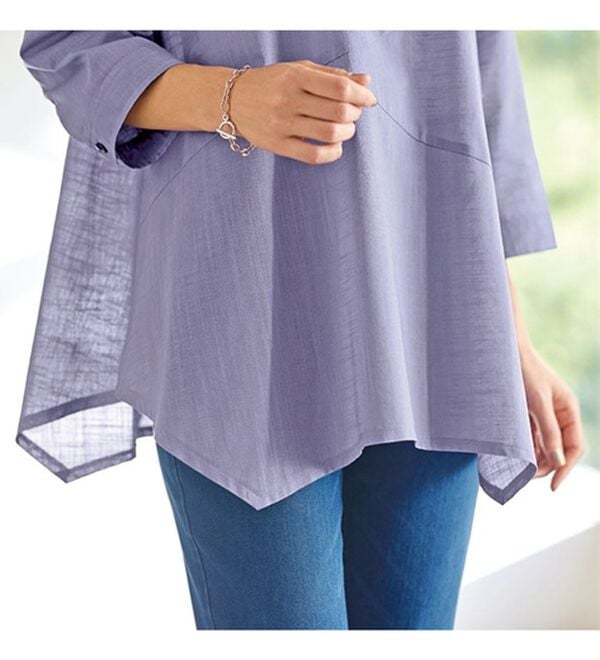 BELLUNA（ベルーナ）の「綿１００％スラブ素材スタンド衿切替ブラウス（ブラウス）」｜詳細画像