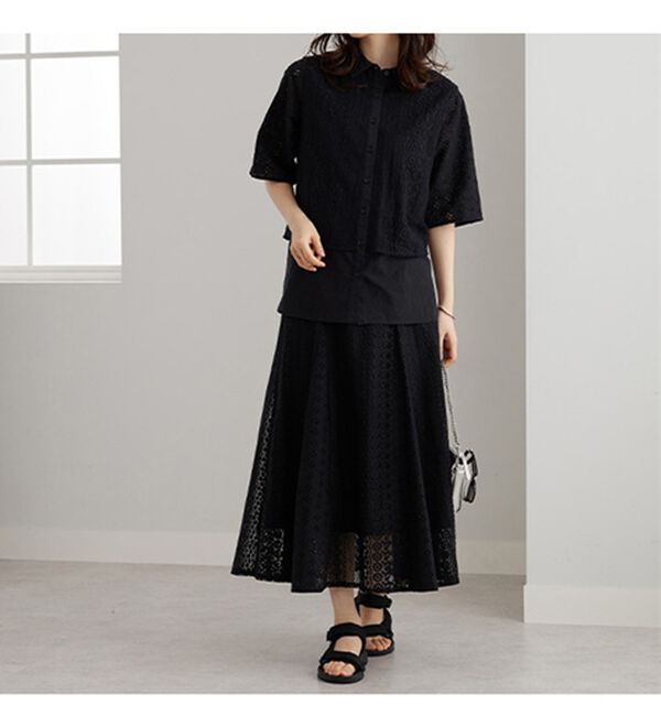 BELLUNA（ベルーナ）の「レース切替デザインシャツジャケット（シャツ）」｜詳細画像