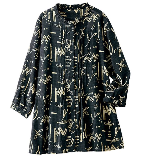 BELLUNA（ベルーナ）の「ナチュラル柄プリントブラウス（ブラウス）」｜黒系幾何