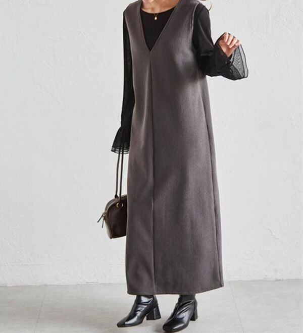 RANAN（ラナン）の「あったか裏ベロアニットコールジャンパースカート（ジャンパースカート）」｜詳細画像