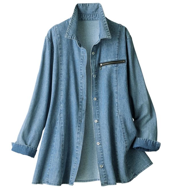ルフラン（ルフラン）の「ジッパー使いのデニムチュニック（シャツ）」｜詳細画像
