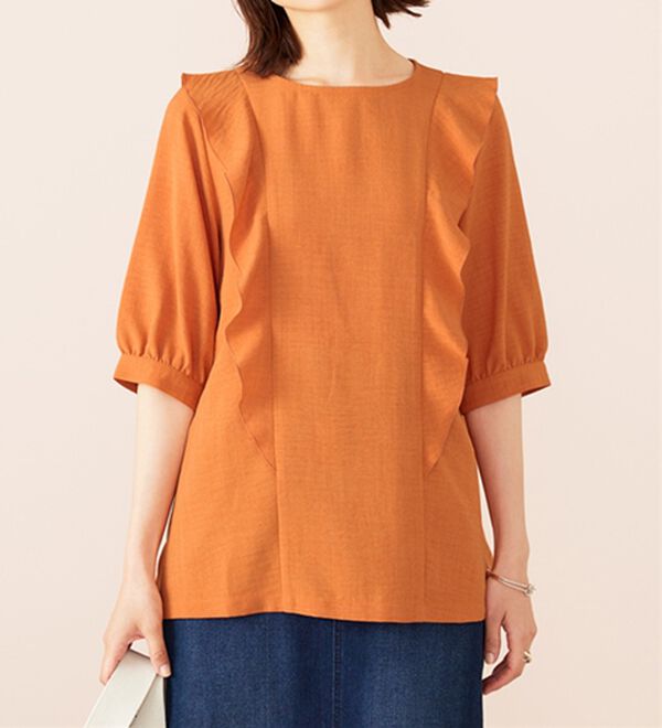 BELLUNA（ベルーナ）の「麻調合繊フリルデザインブラウス（ブラウス）」｜詳細画像