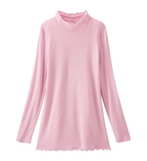 「チクチクしにくいウール入りメロウ衿インナー（肌着・インナーウェア）」｜ピンク