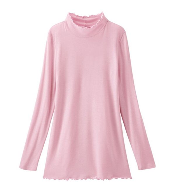 「チクチクしにくいウール入りメロウ衿インナー（肌着・インナーウェア）」｜ピンク