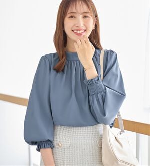 alotta（アロッタ）の「ボリューム袖上品とろみブラウス（ブラウス）」｜スモーキーブルー