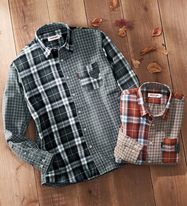 「＜インスパイア＞パッチワークデザインシャツ（メンズシャツ）」｜詳細画像