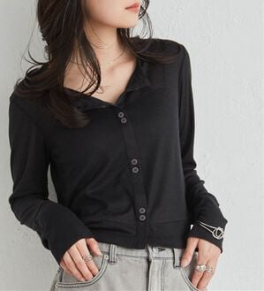 RANAN（ラナン）の「シアーリブカーディガン（その他カーディガン）」｜ブラック