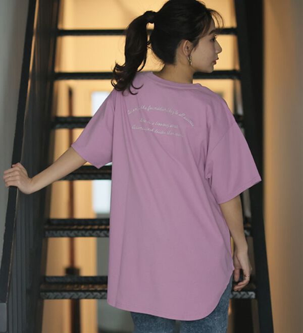A HAPPY MARILYN（アハッピーマリリン）の「【Ｍ～８Ｌ】綿１００％！楽ちん裾ラウンド涼やかチュニック丈Ｔシャツ（Tシャツ）」｜詳細画像