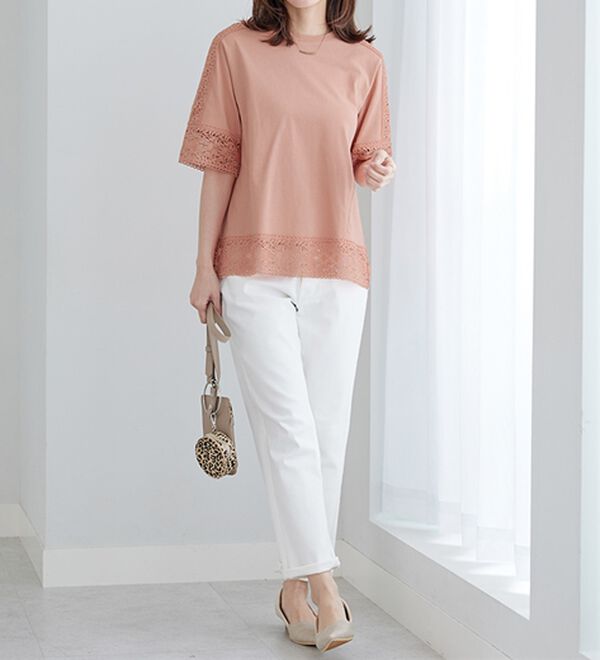 BELLUNA（ベルーナ）の「リーフ柄レース使いプルオーバー（カットソー）」｜詳細画像