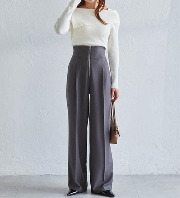 RANAN（ラナン）の「ハイウエストジップワイドパンツ（ワイドパンツ・ガウチョ）」｜詳細画像