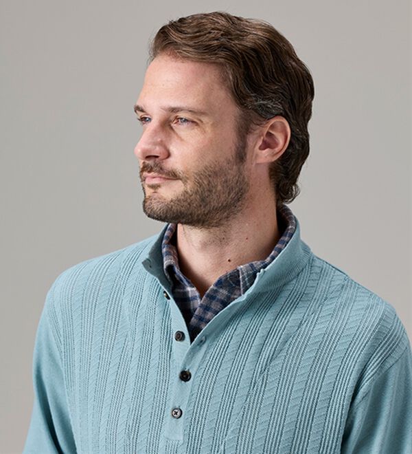 「【３枚組】楽々お洒落見えダブル衿セーター（メンズシャツ）」｜詳細画像