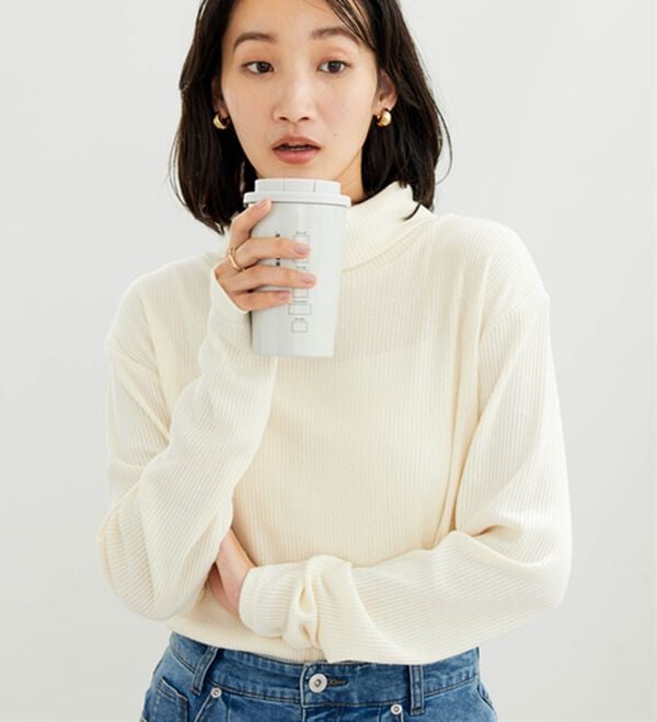 BELLUNA（ベルーナ）の「まるでニット！サラッと軽いリブハイネックプルオーバー（カットソー）」｜詳細画像
