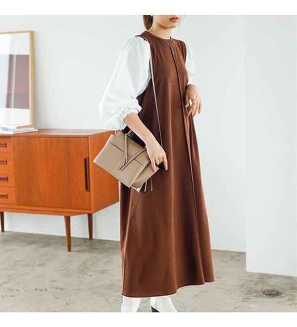 GeeRA（ジーラ）の「袖異素材カットソーワンピース（カットソーワンピース）」｜詳細画像