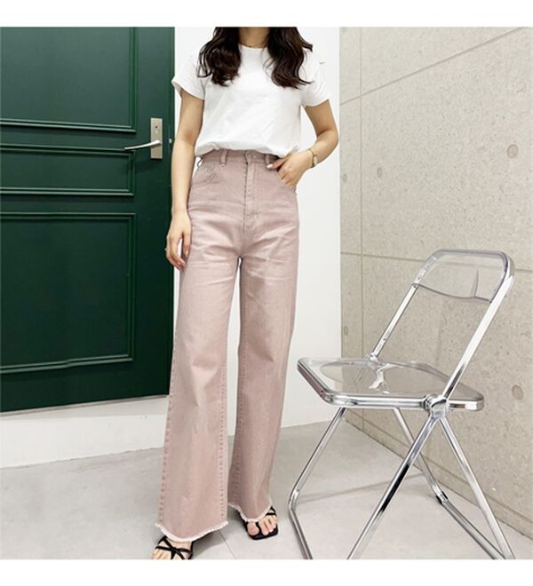 GeeRA（ジーラ）の「オリジナルパッチハイウエストデニム（ワイドパンツ・ガウチョ）」｜詳細画像