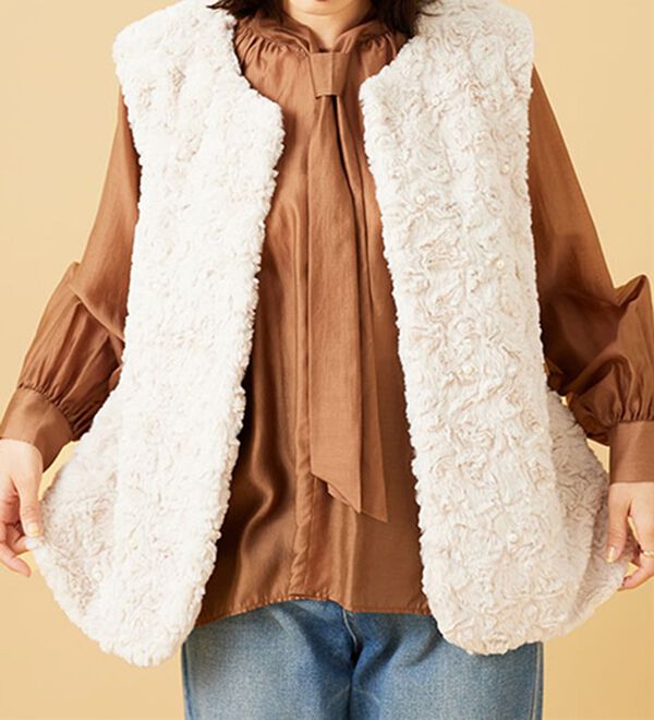 BELLUNA（ベルーナ）の「ブライトシアー素材ボウタイブラウス（ブラウス）」｜詳細画像