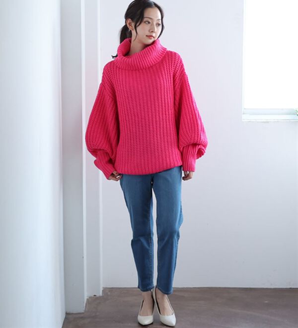 A HAPPY MARILYN（アハッピーマリリン）の「【Ｌ～４Ｌ】カラーを楽しむおしゃゆるチャンキーニット（ニット・セーター）」｜詳細画像