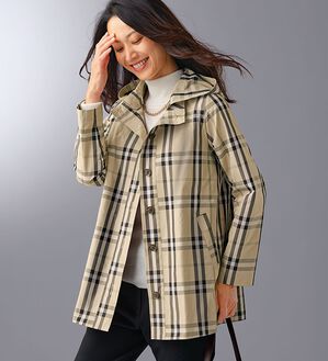 BELLUNA（ベルーナ）の「メモリー調チェック柄デザインコート（ライナー付）（ハーフコート）」｜詳細画像
