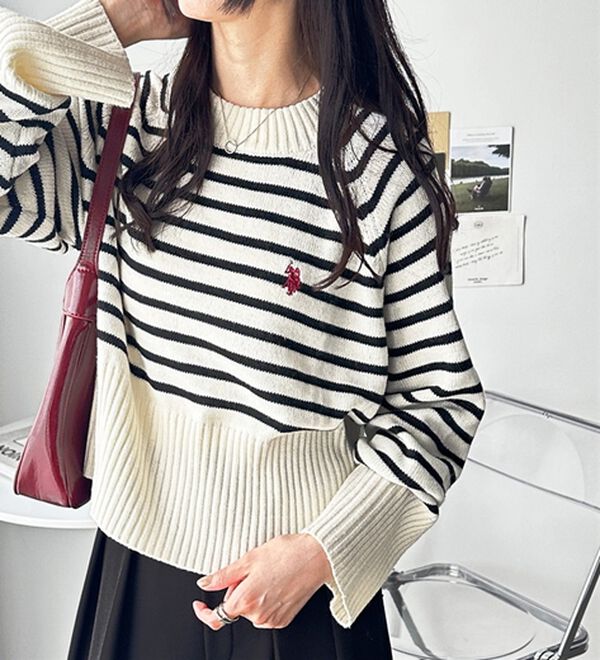 GeeRA（ジーラ）の「【ＵＳ．ＰＯＬＯ　ＡＳＳＮ】ショート丈ニット（ニット・セーター）」｜詳細画像