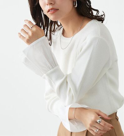 Pierrot（ピエロ）の「選べる袖デザインリブニット（ニット・セーター）」