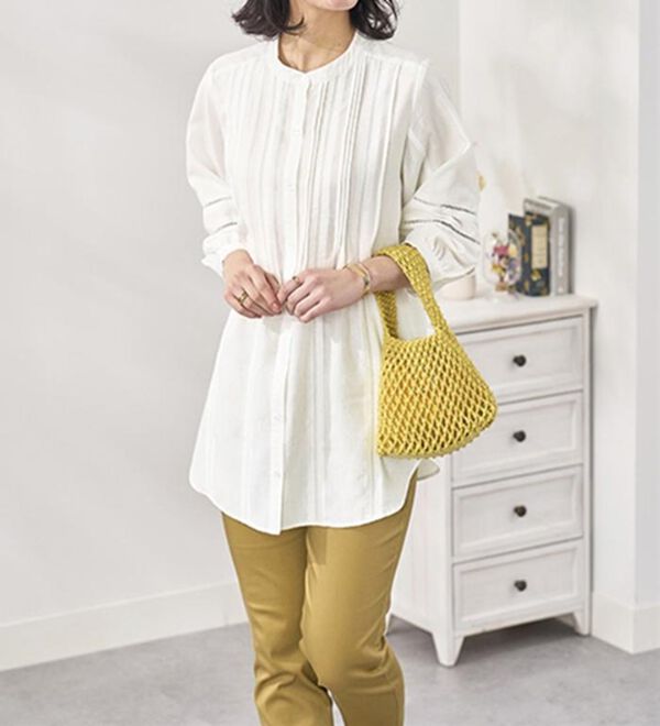 BELLUNA（ベルーナ）の「機能付リネン混ピンタック使いシャツチュニック（チュニック）」｜詳細画像