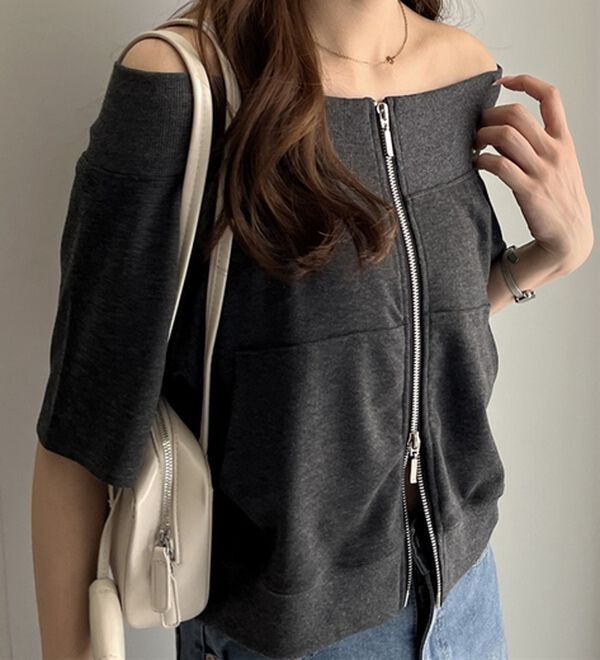 GeeRA（ジーラ）の「ＺＩＰオフショルカットソー（カットソー）」｜詳細画像