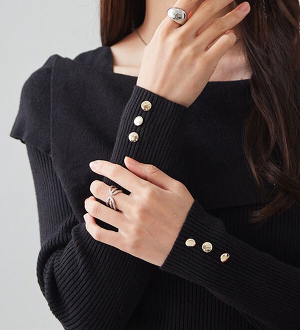 RANAN（ラナン）の「アシメオフショルリブニット（ニット・セーター）」｜詳細画像