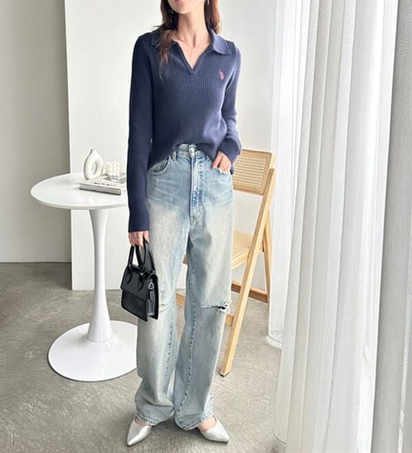 GeeRA（ジーラ）の「【U.S. POLO ASSN.】ポロ衿リブニット（ニット・セーター）」｜詳細画像