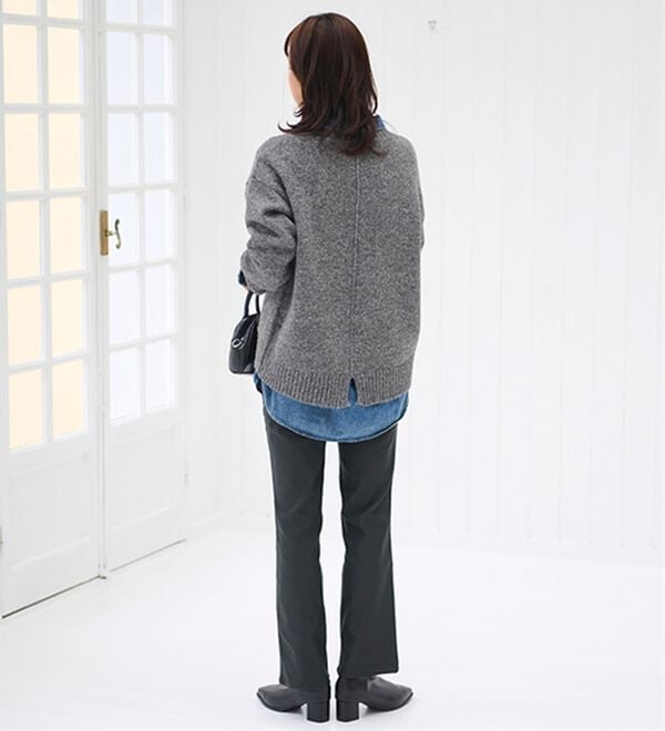 BELLUNA（ベルーナ）の「【選べる裏起毛】静電気防止！ブーツカットヘリンボーンパンツ（フルレングスパンツ）」｜詳細画像