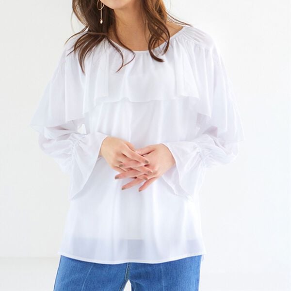 RANAN（ラナン）の「ラッフルフリルブラウス（ブラウス）」｜オフホワイト