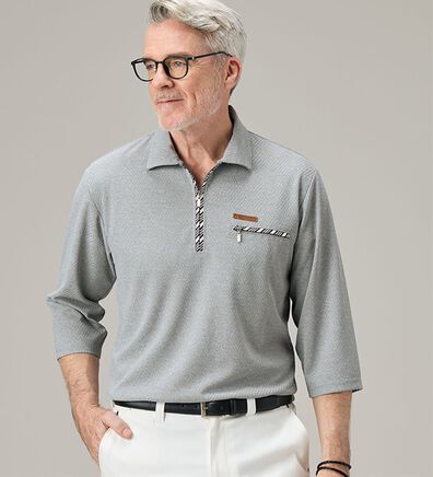 「【３色組】＜コムルヴァン・オム＞ダイヤ柄ジップアップポロ（メンズカットソー）」