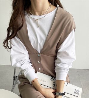 GeeRA（ジーラ）の「深Ｖネックフレンチスリーブサロペット（その他ワンピース）」｜モカ