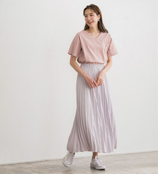 Pierrot（ピエロ）の「【選べるネック】シルケットコットンＴシャツ（Tシャツ）」｜詳細画像