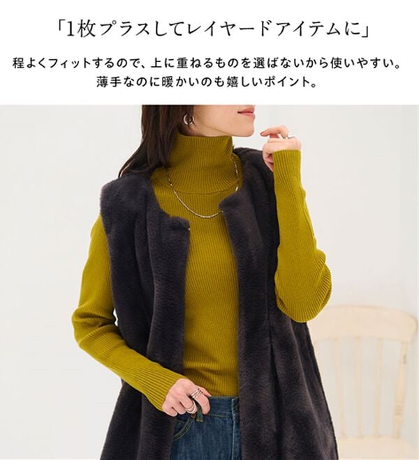 BELLUNA（ベルーナ）の「ハピネスコットン１００％&times;吸湿発熱リブタートルニット＜＆ｃｏｃｏｃｈｉ＞（ニット・セーター）」｜詳細画像